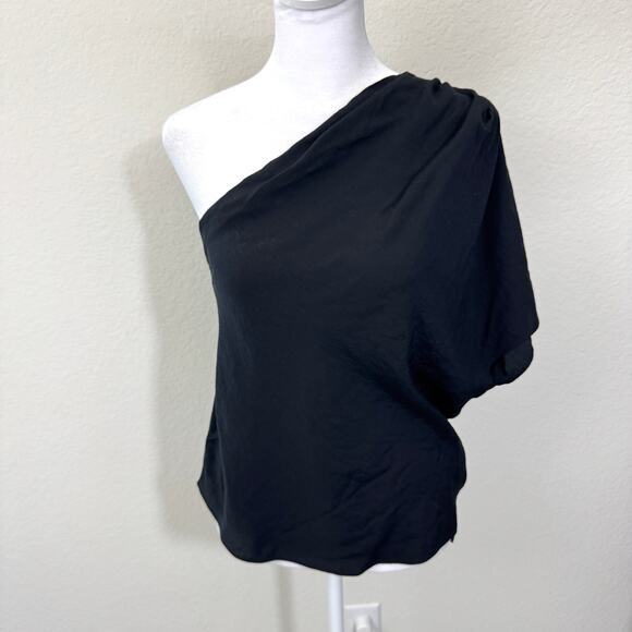 Vince. Womens Cascade Blouse Top Size S One Shoulder Flowy Minimal Black - Picture 1 of 8
